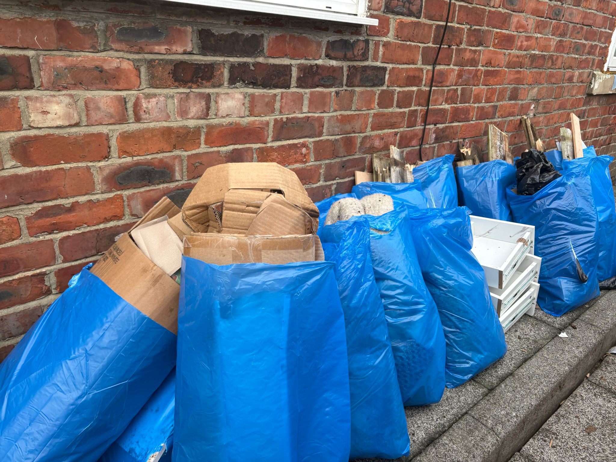 Waste removal project with cleared bagged materials