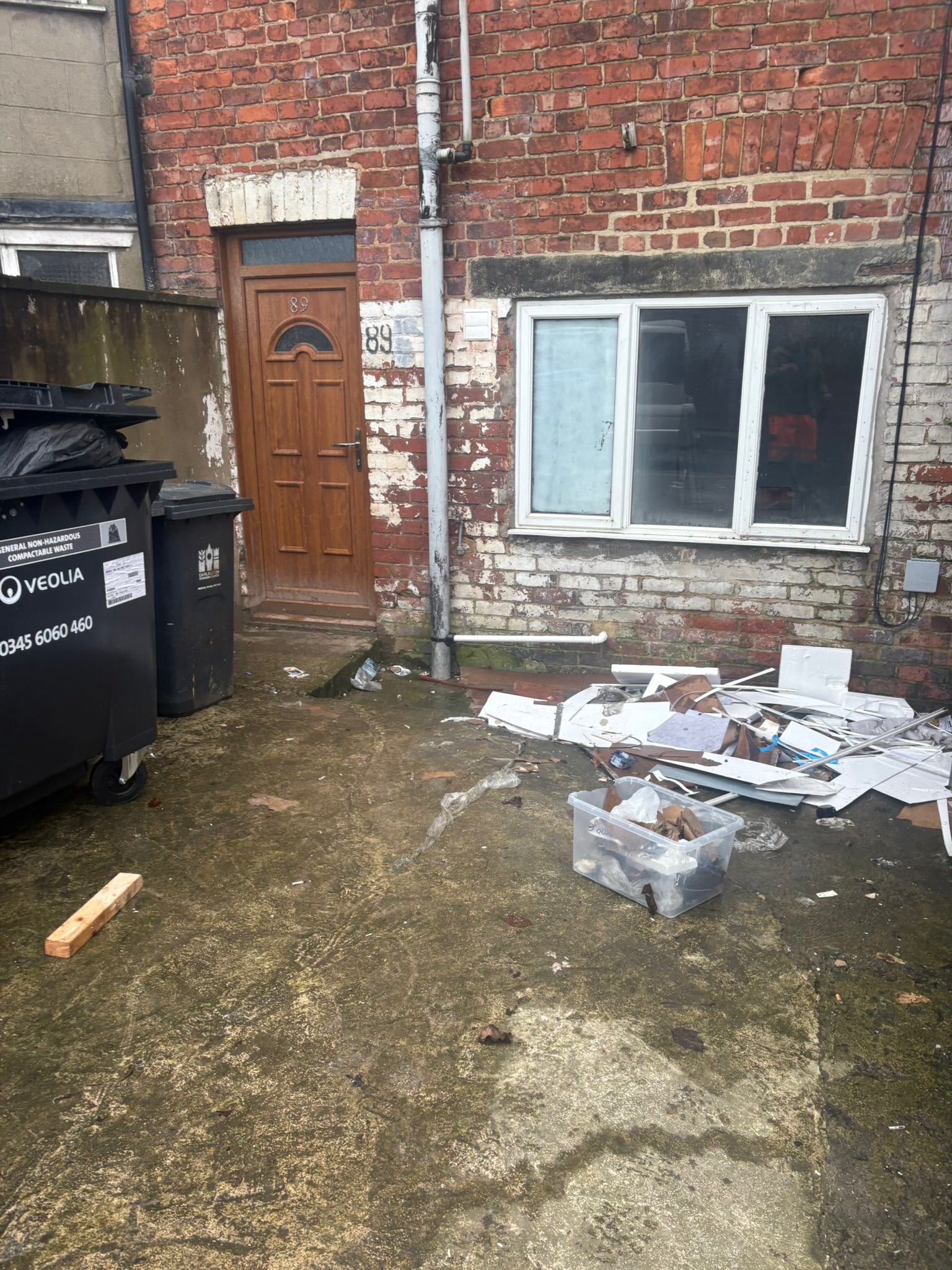 Close view of yard and waste before collection