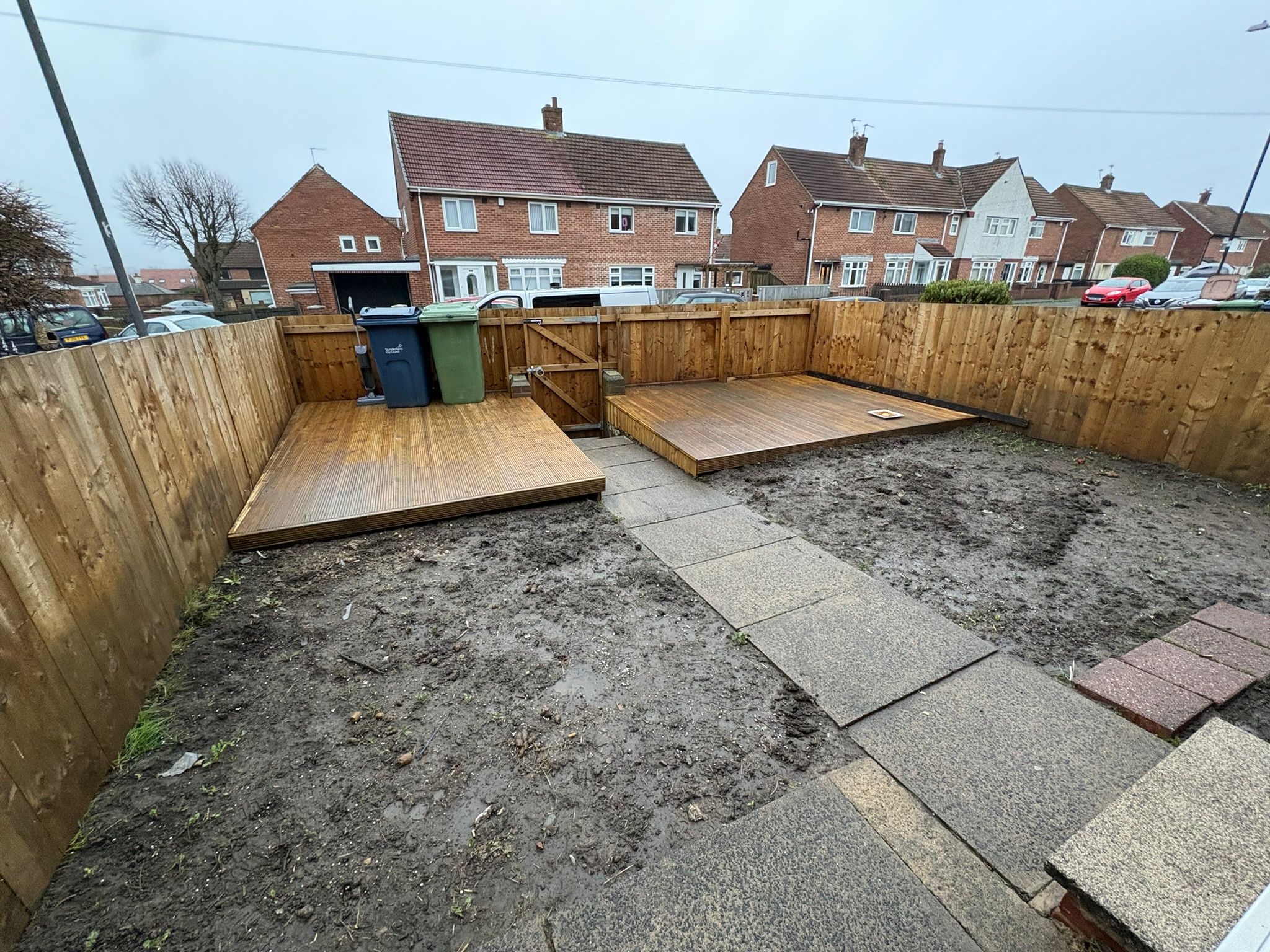 Decking and garden tidy-up after landscaping work
